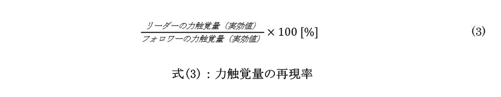 式(3)：力触覚量の再現率