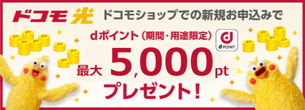 【ドコモショップ限定】ドコモ光 1ギガ お申込みdポイントプレゼント特典
