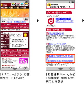 メッセージF 受信解除の方法の画面遷移図